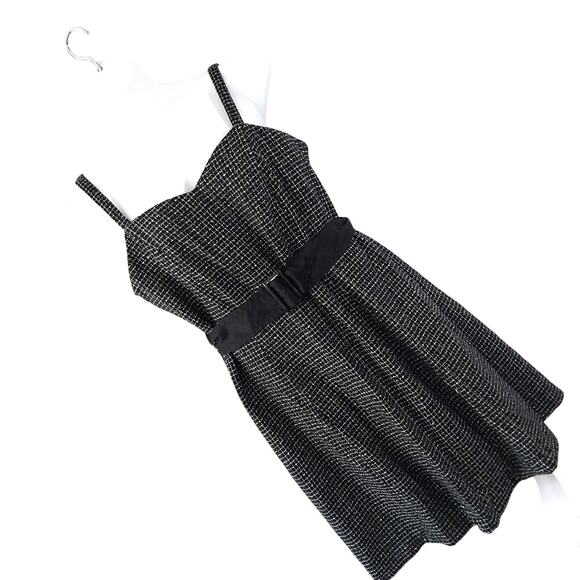 LANE BRYANT! BLACK, WHITE NUBBY TWEED P MINI PLAID ADJUSTABLE STRAP DRESS! SZ 18 - Picture 1 of 8